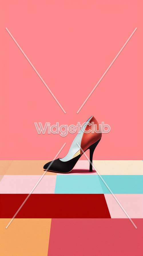Colorful High Heel on Striped Design