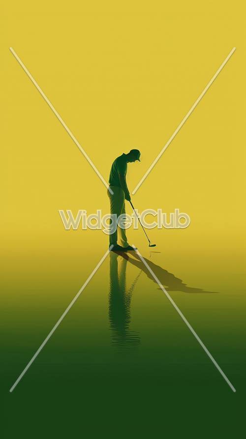 Giocatore di golf in luce dorata