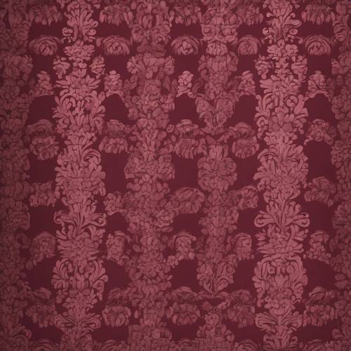 Detailed damask pattern embossing on a textured maroon background.