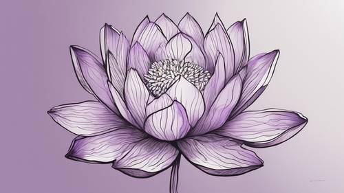 A simple, elegant line drawing of a purple lotus flower with a peaceful quote about serenity.