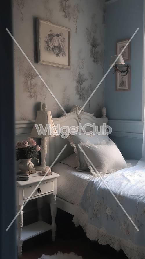 Vintage-Schlafzimmerdesign in Blau