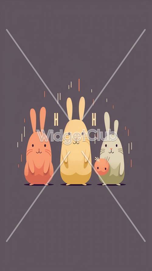 Three Cute Cartoon Bunnies
