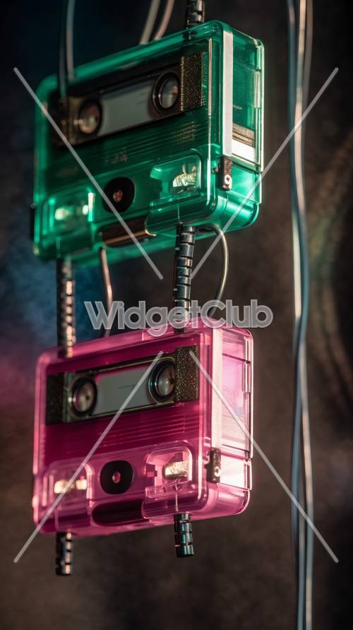 Kolorowe retro kasety magnetofonowe