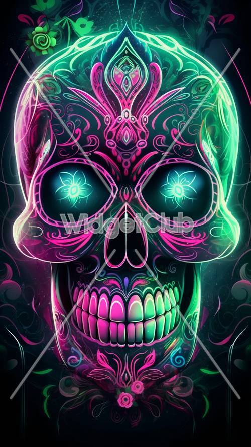 Colorful Neon Skull Art for Kids