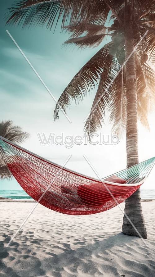Entspannende Strandhängematte unter Palmen
