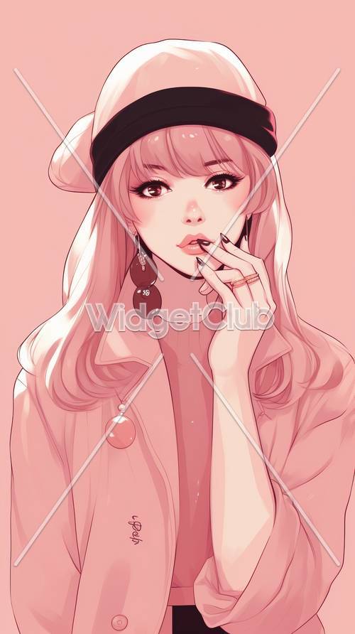 Stylish Girl in Pink for Your Screen