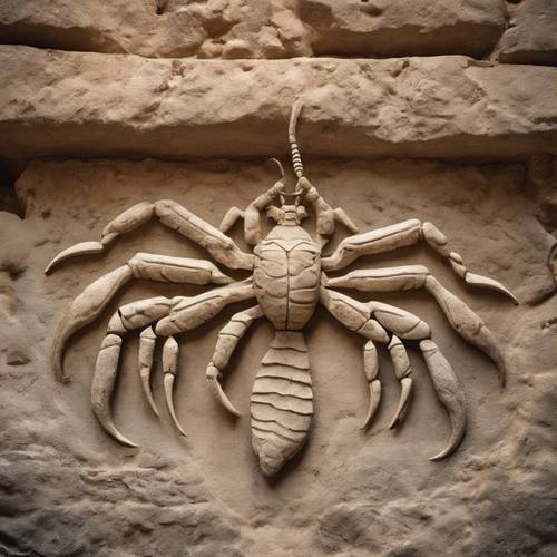 An age-old stone carving of a Scorpion on the wall of an undisclosed cave. Tapet [50e5d20ed7154ebd8e43]