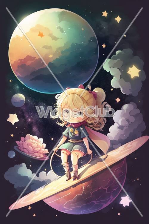 Dreamy Space Adventure with Cute Girl