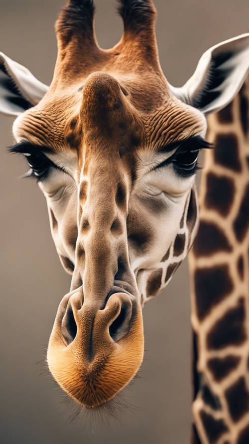 Uma imagem detalhada da pele única e estampada de uma girafa.