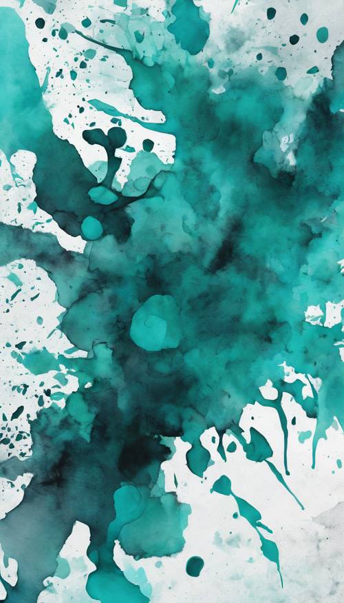 A bold, abstract centerpiece designed with splatters of teal watercolor Tapeta [99aff57e97dc4338a021]