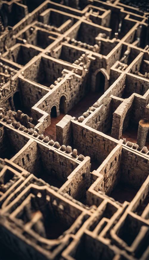 A top view of an intricate maze-like medieval dungeon. Tapéta [5b8799b3a0bf451a8d28]