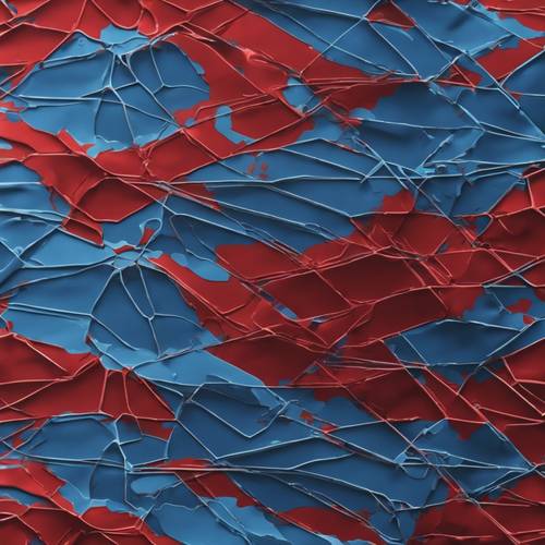 Futuristic red and blue camouflage pattern.
