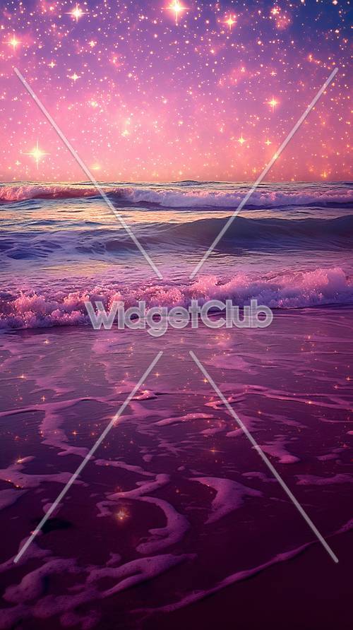해질녘의 스파클링 핑크 해변