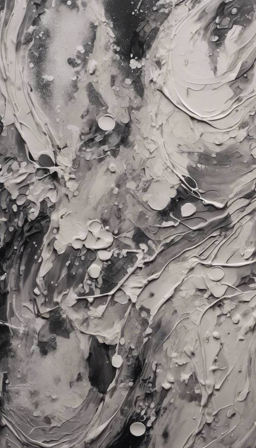 A close up of an abstract neutral monochrome painting with various shapes and patterns Tapeta [bf8959ab9cb64e7d8e79]