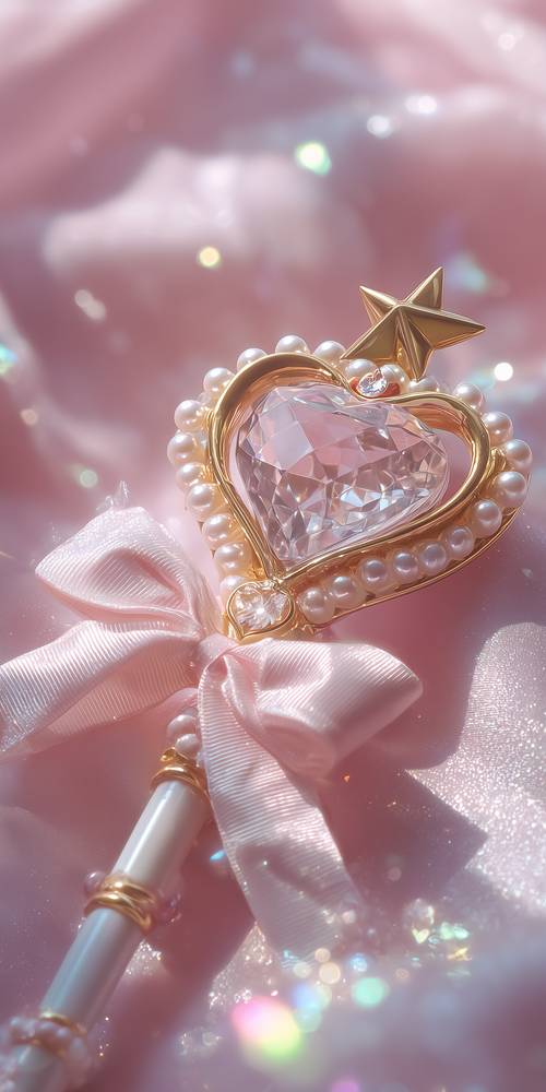 Sparkling Heart with Pearls and a Golden Star