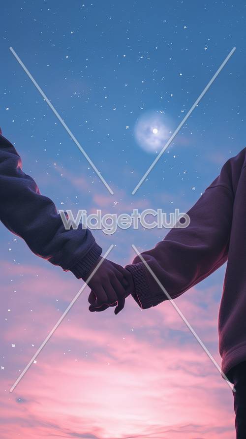 Holding Hands Under a Starry Sky