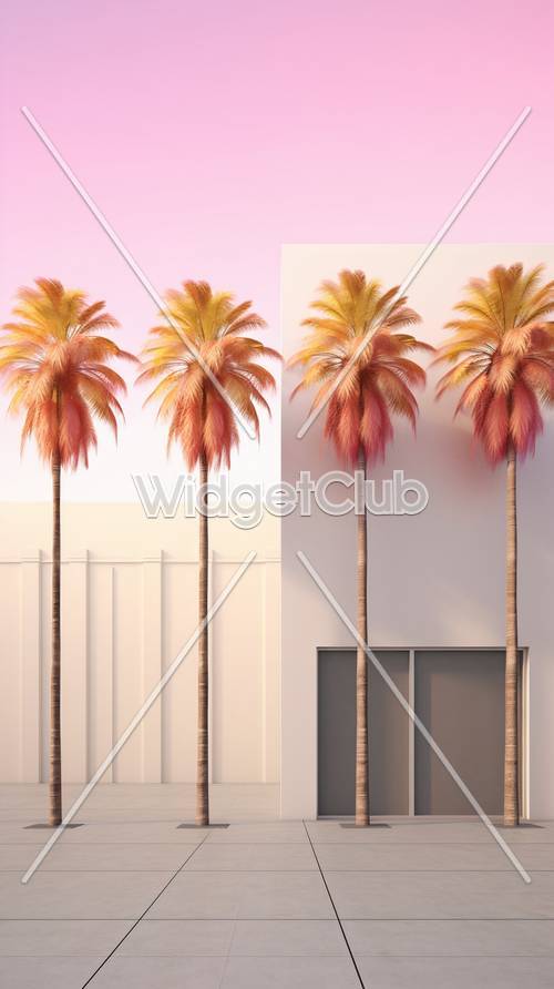 Tropical Palms at Sunset Background