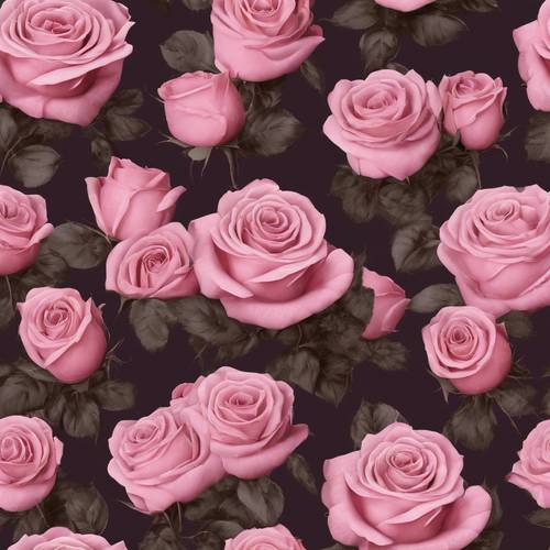 A Victorian-style seamless pattern with pink roses on a dark pink background. Tapeta [c4fd3441871f46298198]