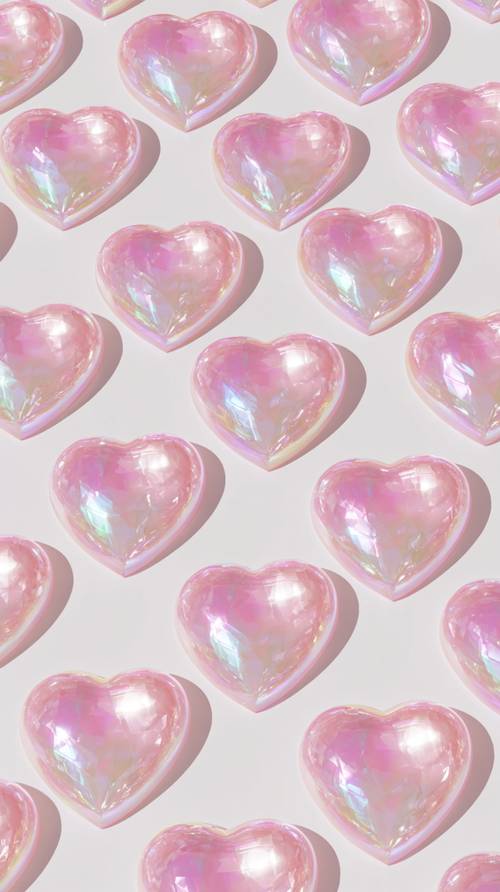 Shiny Pink Crystal Hearts Pattern for Kids کاغذ دیواری [05b92bd838f9449681cf]