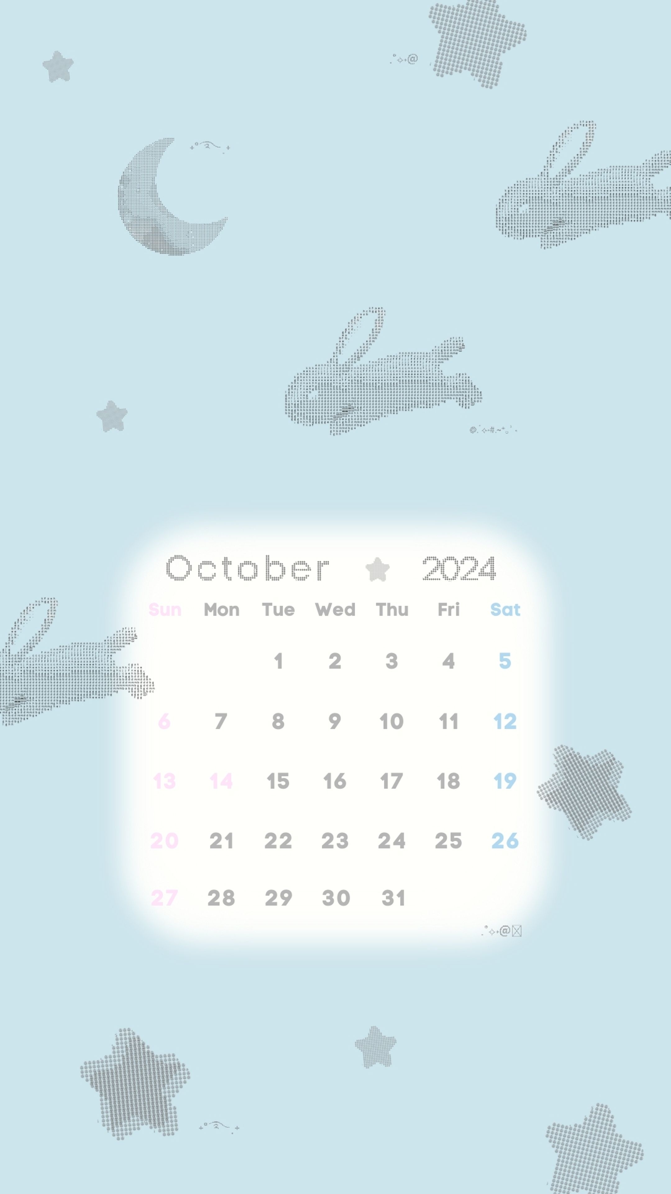 Cute Bunny Calendar for October 2024 วอลล์เปเปอร์[7dbe98175a814369a582]