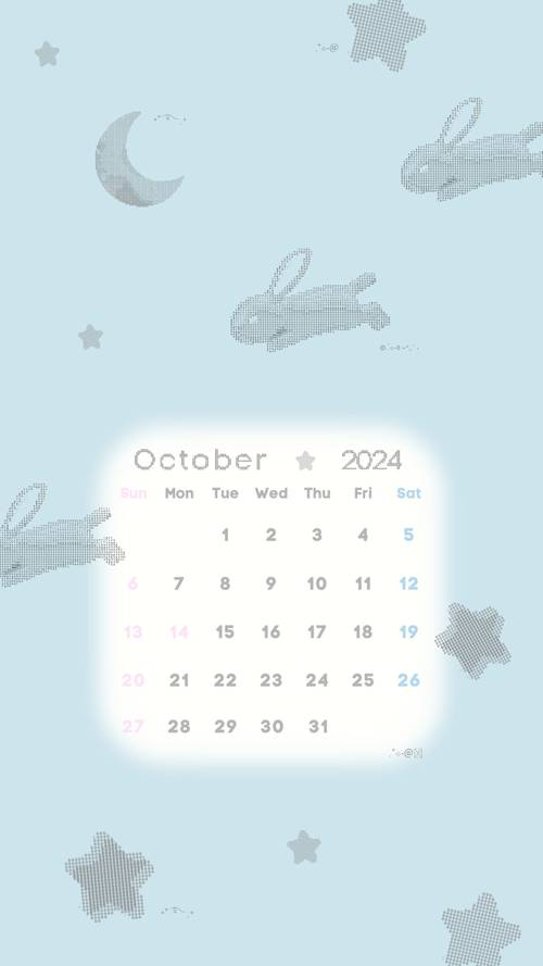 Kalender Kelinci Lucu untuk Oktober 2024