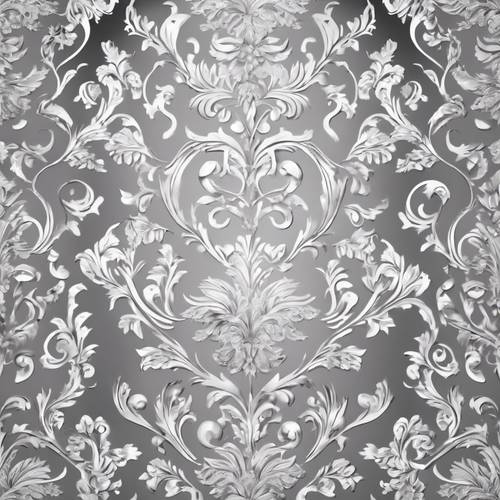 Un design infinito con motivo damascato argento, arricchito da intricati dettagli bianchi.