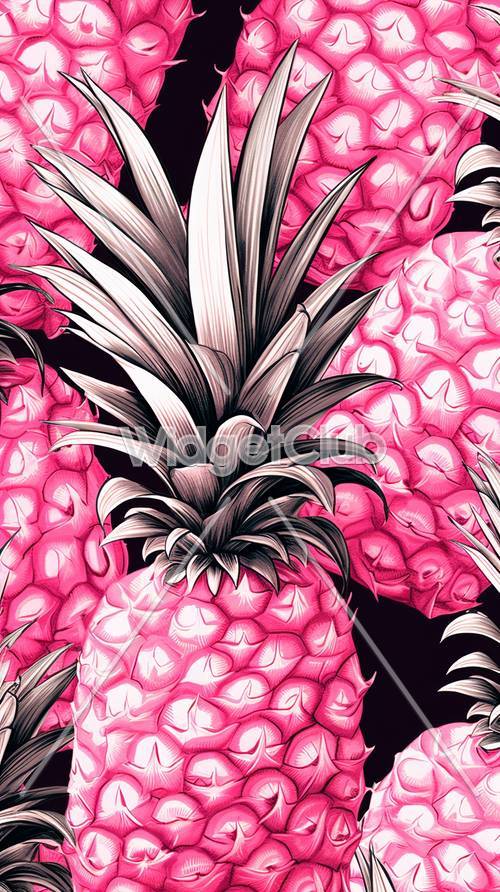 菠萝和粉红色图案背景