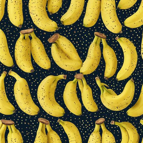 A whimsical pattern of yellow bananas with tiny brown speckles.