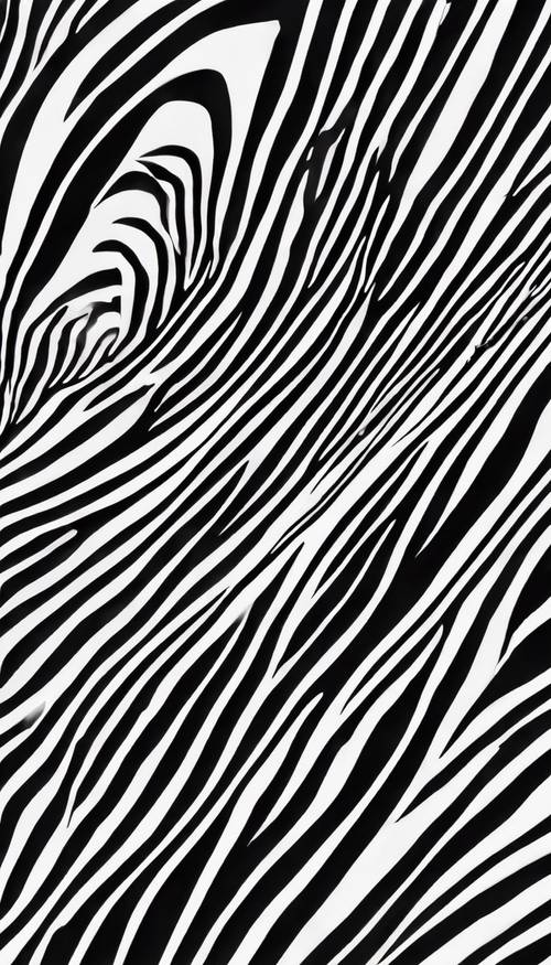 A single zebra skin repeating pattern, shown in a 3D perspective with high contrast black and white stripes.