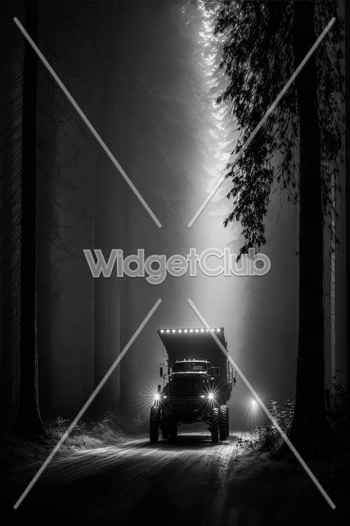 Mysterious Night Drive Through a Foggy Forest