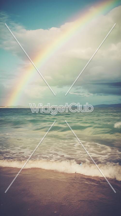 海浪上空的七彩彩虹