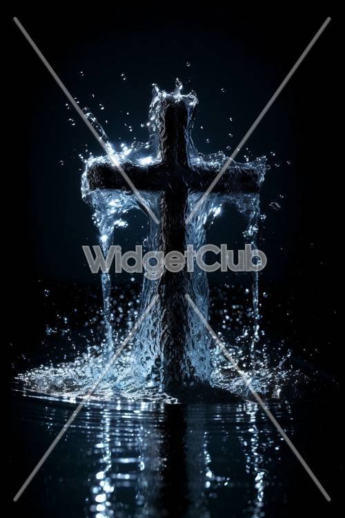 Éclaboussure d&#39;eau en forme de croix la nuit