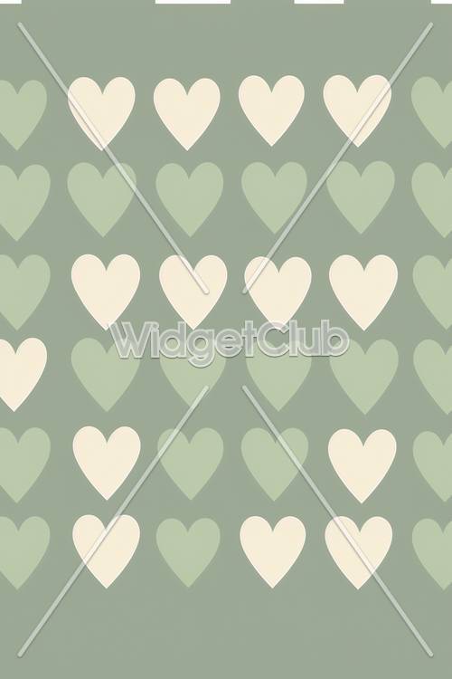 Coeurs verts sur fond gris