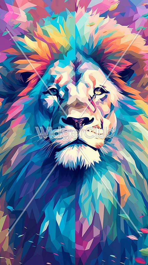 Arte geométrico colorido del león