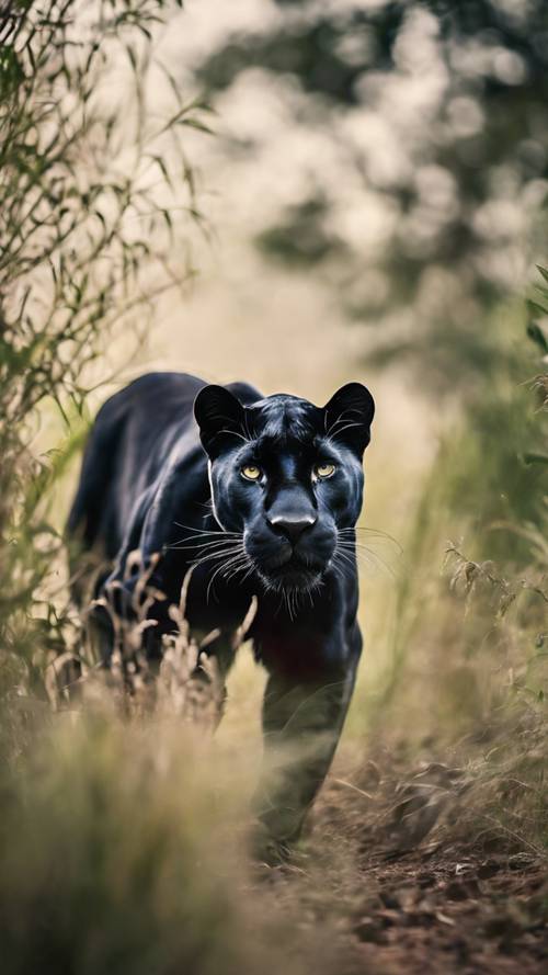 黒豹の集中した目、襲いかかる準備万端