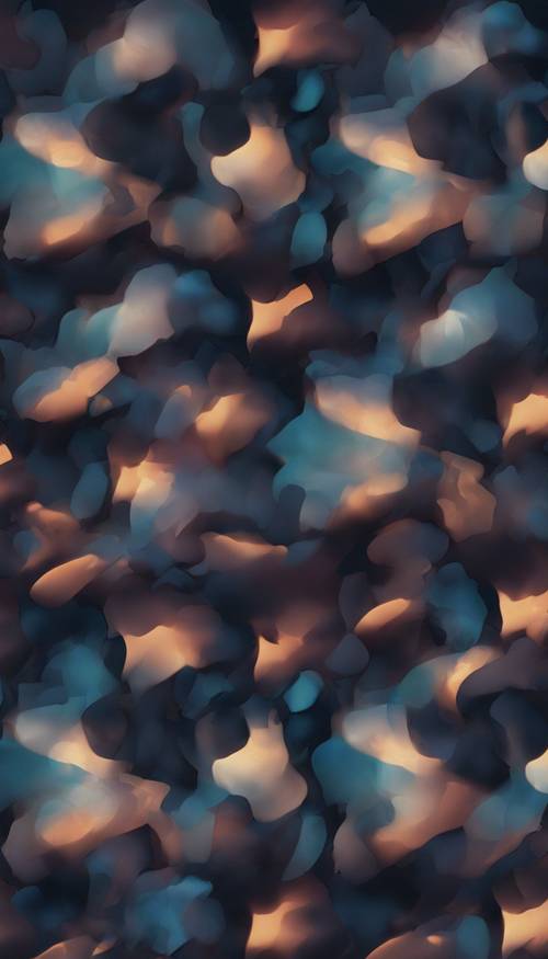 A seamless pattern of painterly dark blurred shapes, moving across the canvas like shadows in the night.