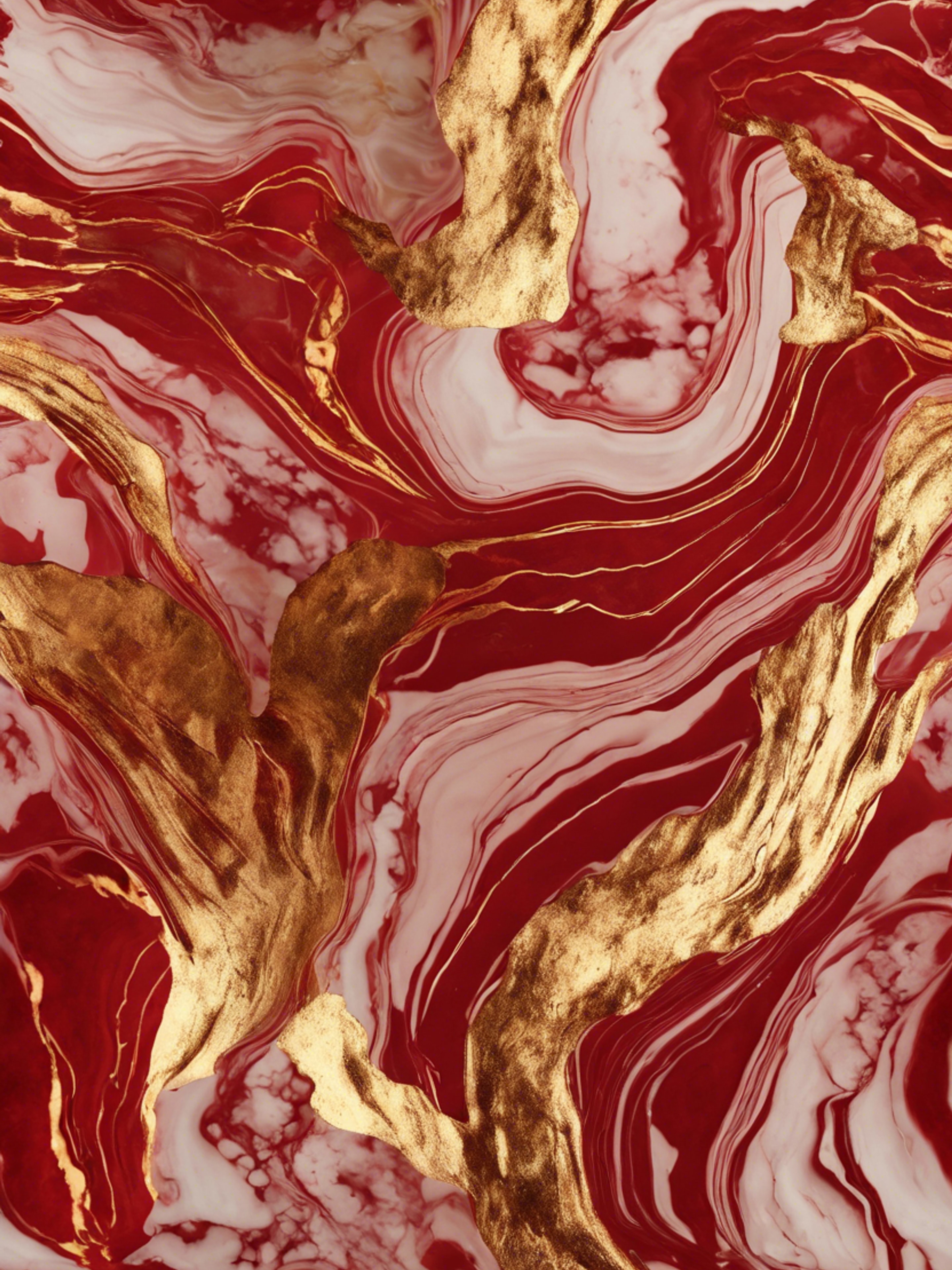 Red marble kissing streaks of gold in a seamless artful pattern. Тапет[a2b30400d94d4f9a9ba8]