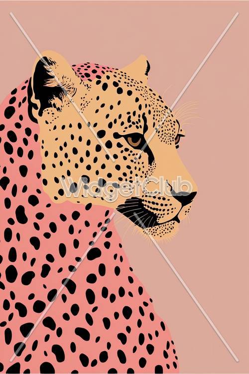Retrato de leopardo em fundo rosa