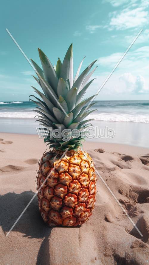阳光海滩和菠萝场景