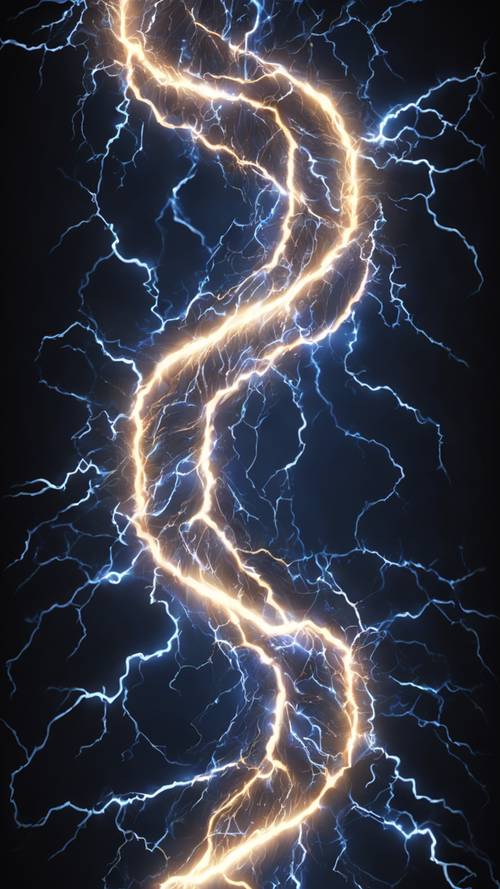 A 3D rendering of a chain of blue lightning arcs on a black background.