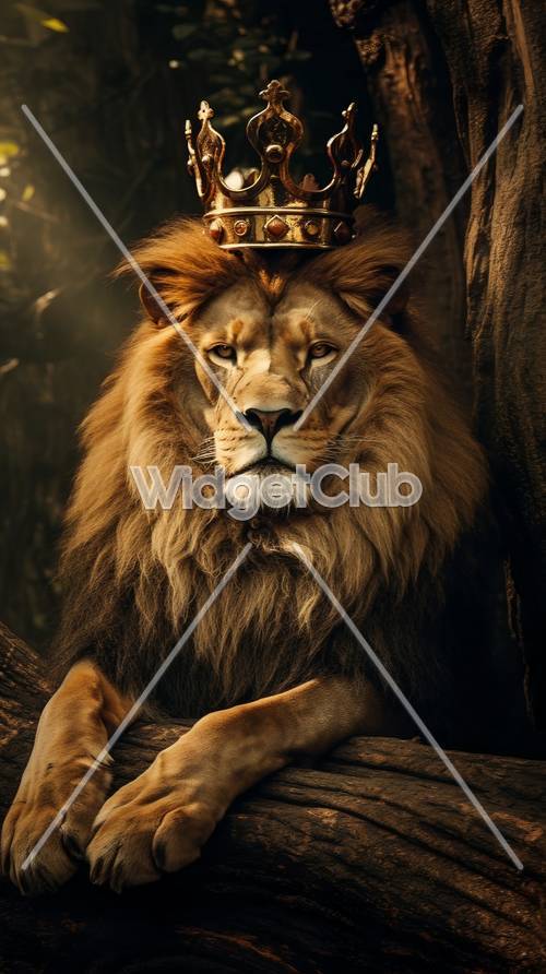 Majestatyczny Król Lew w koronie