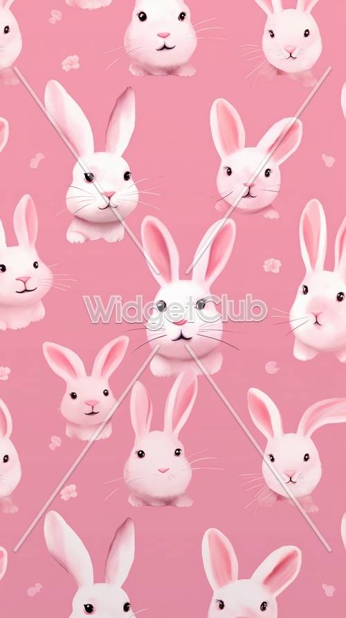 Cute Pink Bunnies Pattern for Kids Wallpaper[720da3b28b7c4f51bb8c]