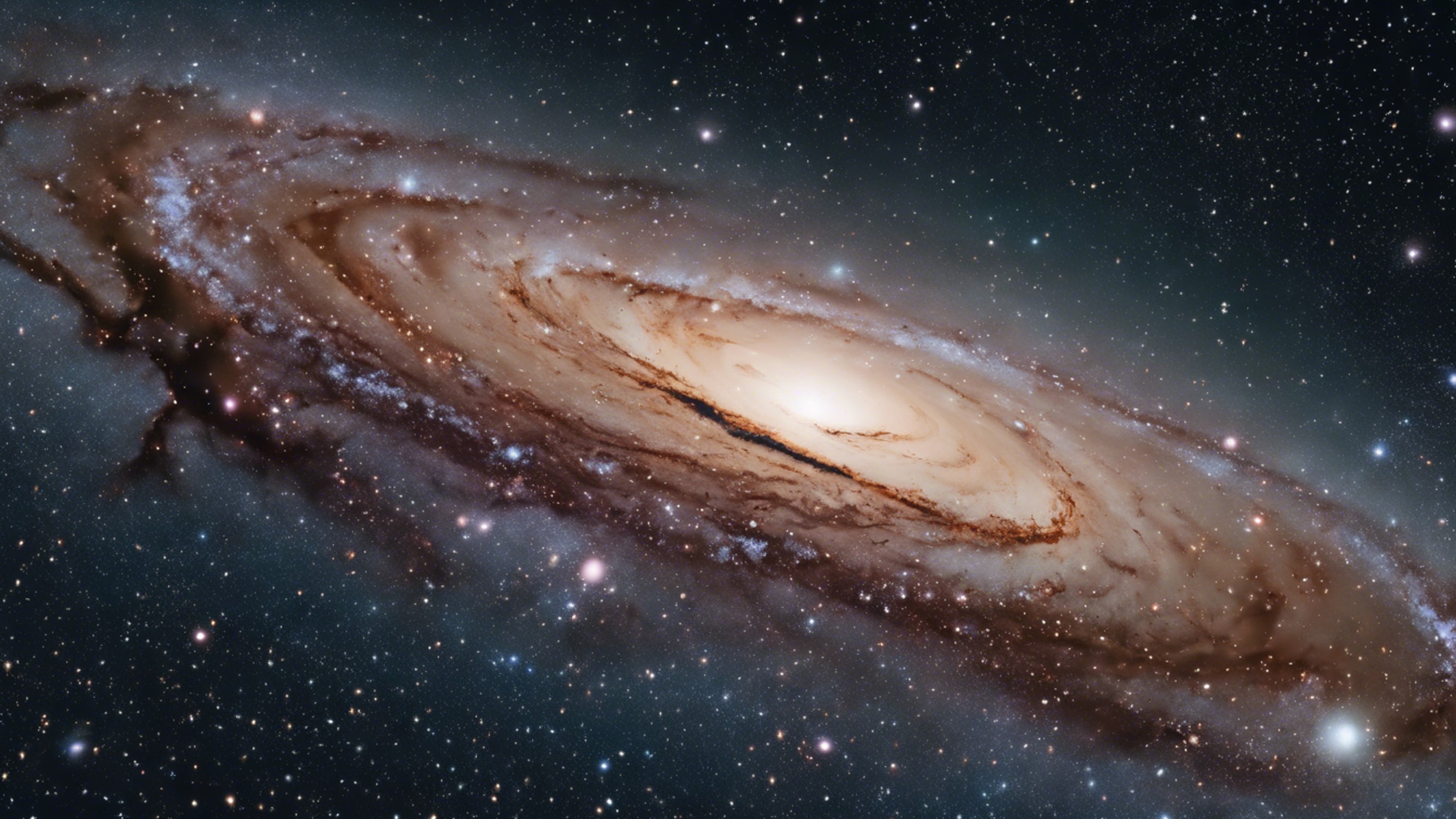 A star field with the beautiful spiral Andromeda galaxy in the backdrop. Обои[e203e5da70ed49c49672]