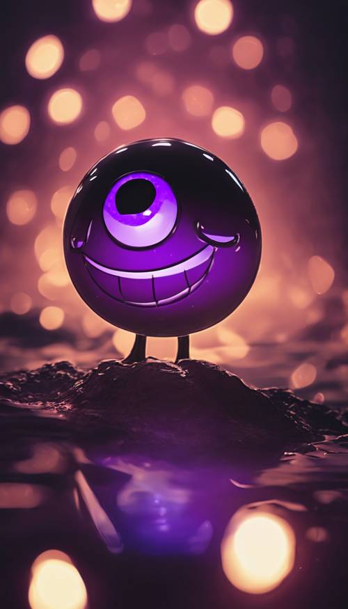 A dark mystical emoji with glowing purple eyes.