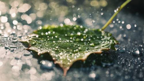 A dew-soaked leaf, with the words 'The secret of getting ahead is getting started.' forming from individual droplets. Tapeta [04b5e450d86d450b8739]