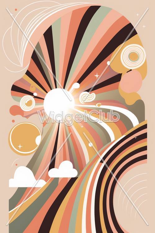 Colorful Sunburst Abstract Art Tapet [df330351a64e4b2a800d]