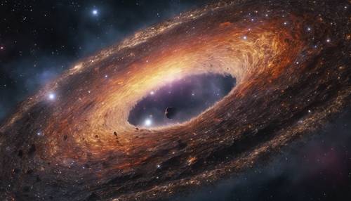 Una vista di un enorme buco nero in un&#39;antica galassia.