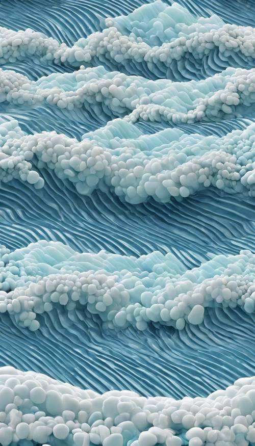 Seamless waves of a blue geometric ocean stitched with white froth Tapet [585b0c92d6c448e39d15]