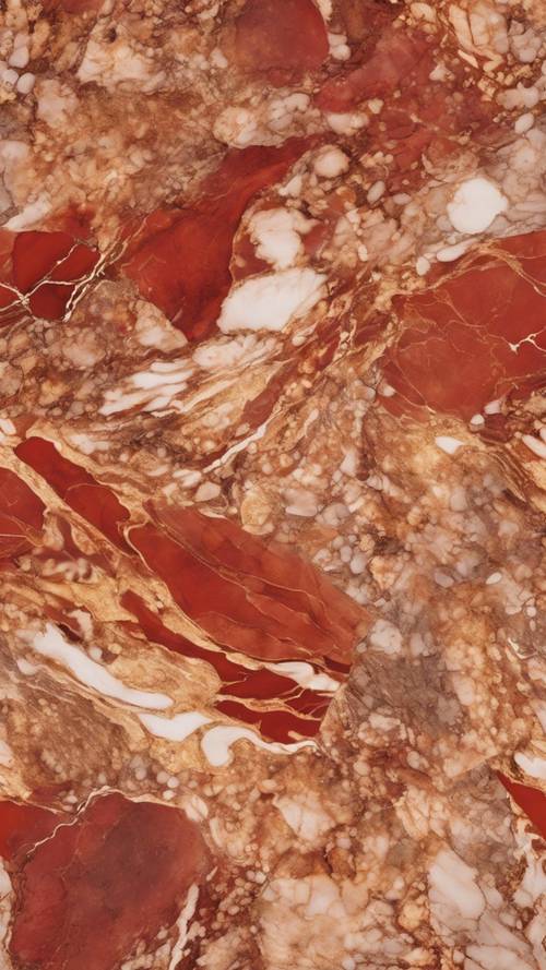 Узор красно-золотистого мрамора изящно сочетается с естественной текстурой.