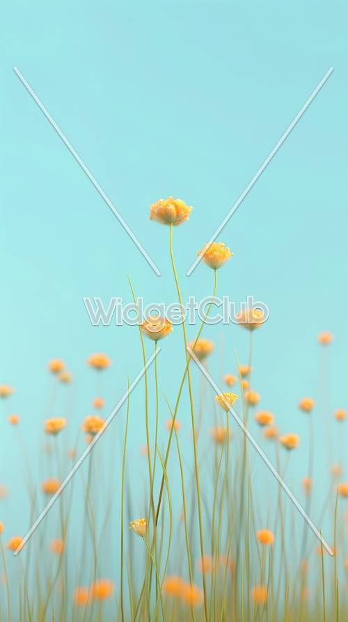 Sonnige gelbe Blumen unter einem klaren blauen Himmel